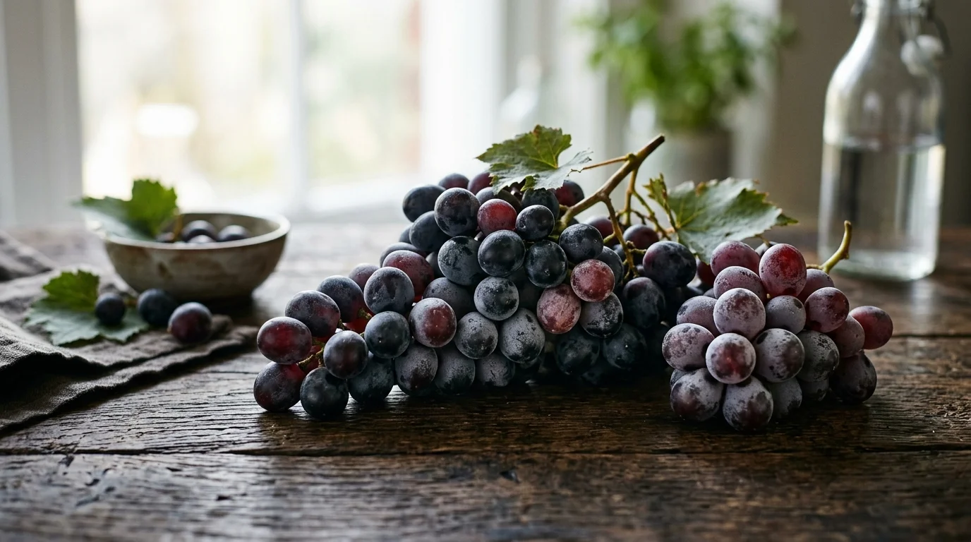 Uva: tra mito del resveratrolo e realtà biologica. Fitocomplesso, idratazione cellulare, pruina e la regola anti-muffa
